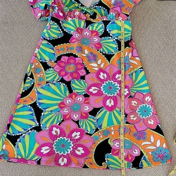 Spunk Wear Bright Retro Floral Flower Athletic Activewear Dress - Size Small - Picture 10 of 15